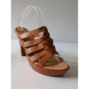 KORK-EASE Criss-Cross Front Leather‎ Slide Sandals Brown K8210CAUJ10  Women's 9